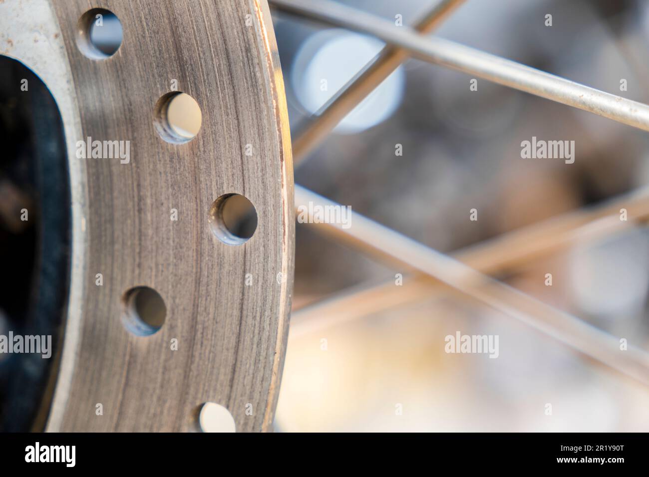 Motorrad-Bremsscheiben mit Premiumqualität, ansprechendem Design und immer breiterer Abdeckung. Motorrad-Bremsscheiben sind für Sicherheit maximiert Stockfoto