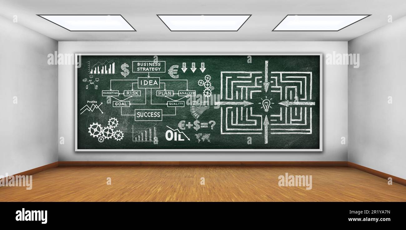 Geschäftskonzept auf die grüne Tafel zeichnen Stockfoto