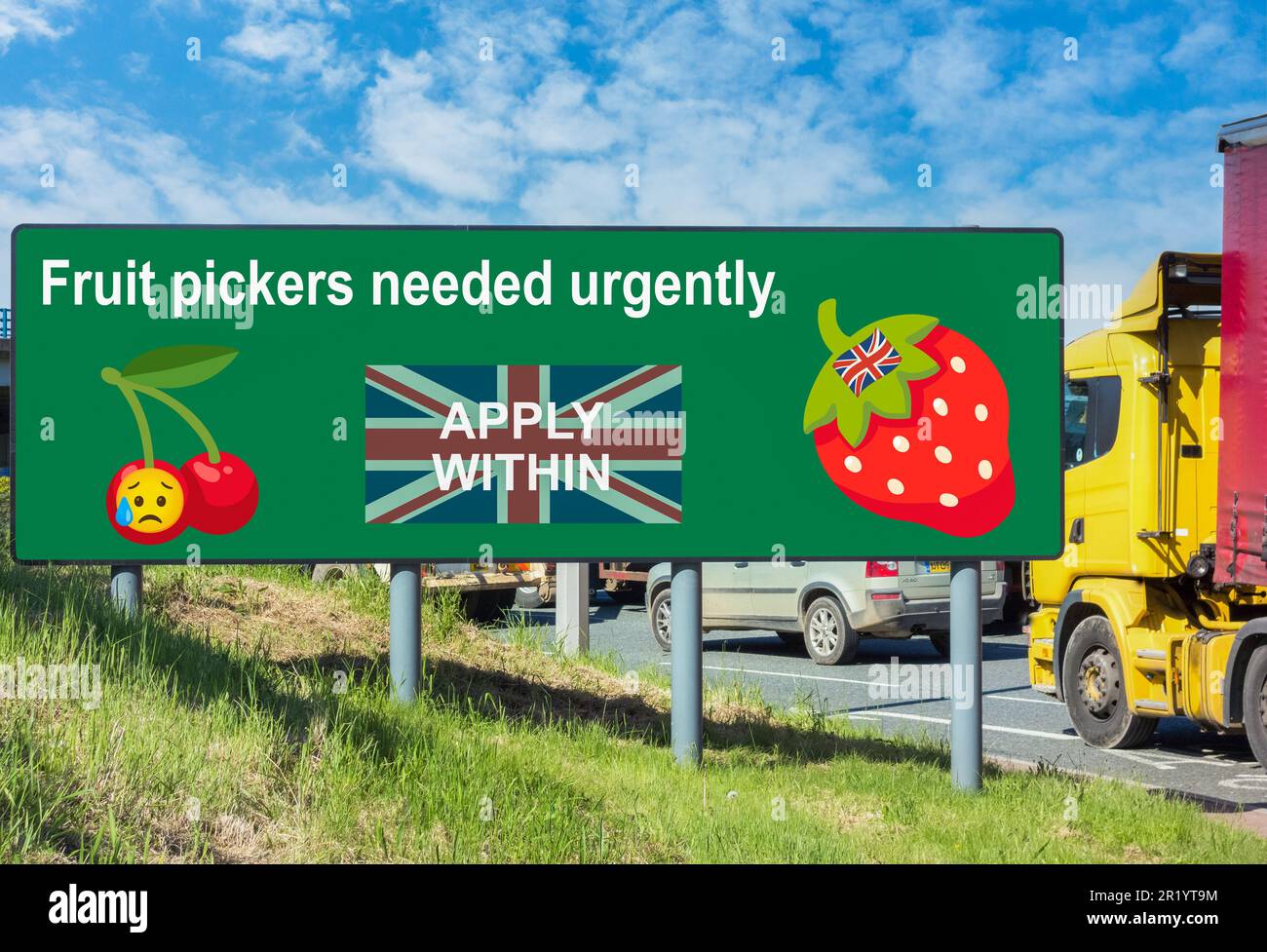 Brexit, EU, Europa, Einwanderung, europäische Obstpflücker, Arbeiter, britische Jobs, offene Stellen... Konzept Stockfoto