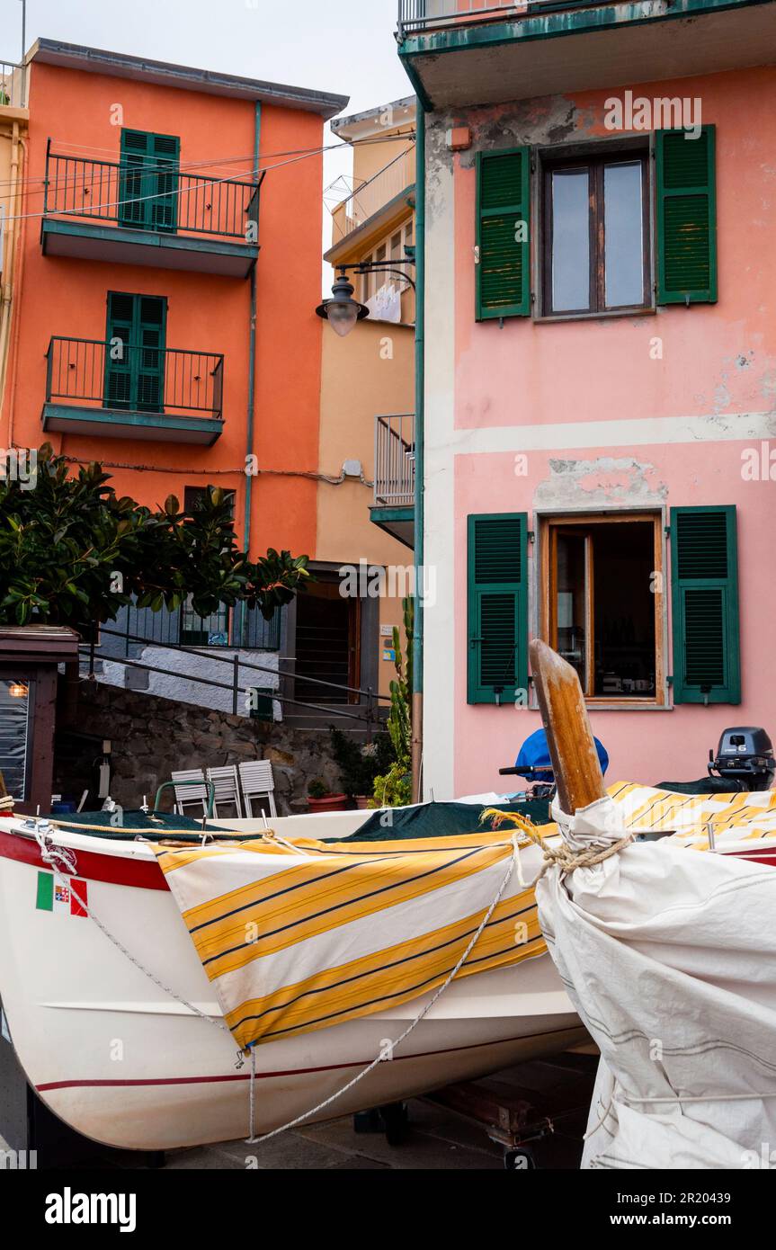 Manarola, Dorf Cinque Terre an der italienischen Riviera. Stockfoto