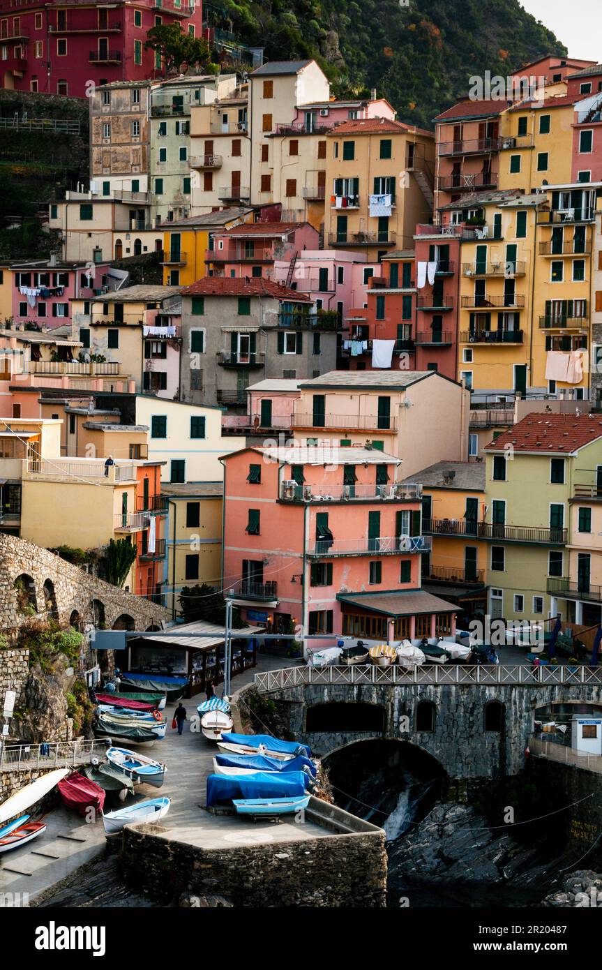 Manarola an der italienischen Riviera, Cinque Terre, Italien. Stockfoto