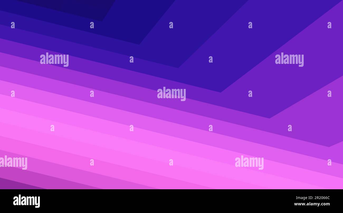 Abstrakter Hintergrund durch schräge Linien mit Farbabstufungen von Blau bis Ultrapink. Geometrische Vektorgrafik-Tapete mit schrägen Streifen Stock Vektor
