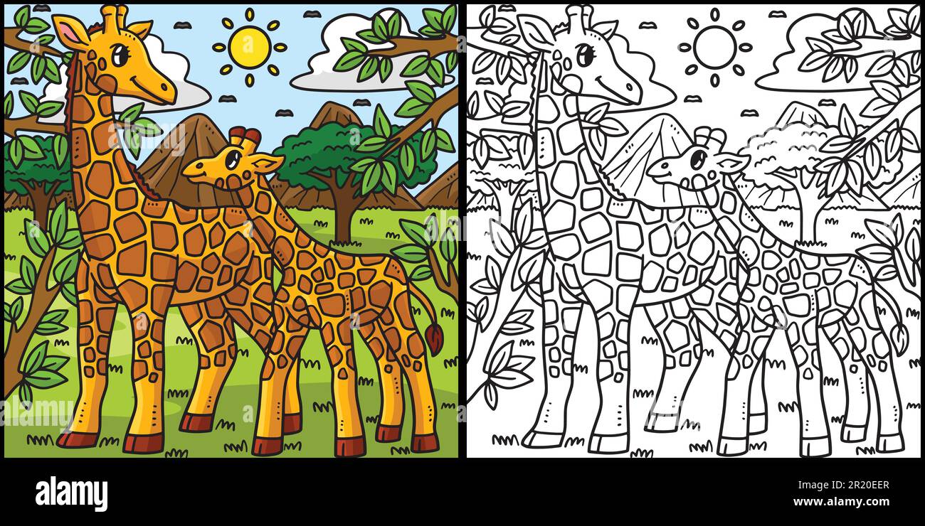 Mutter Giraffe und Baby Giraffe Illustration Stock Vektor
