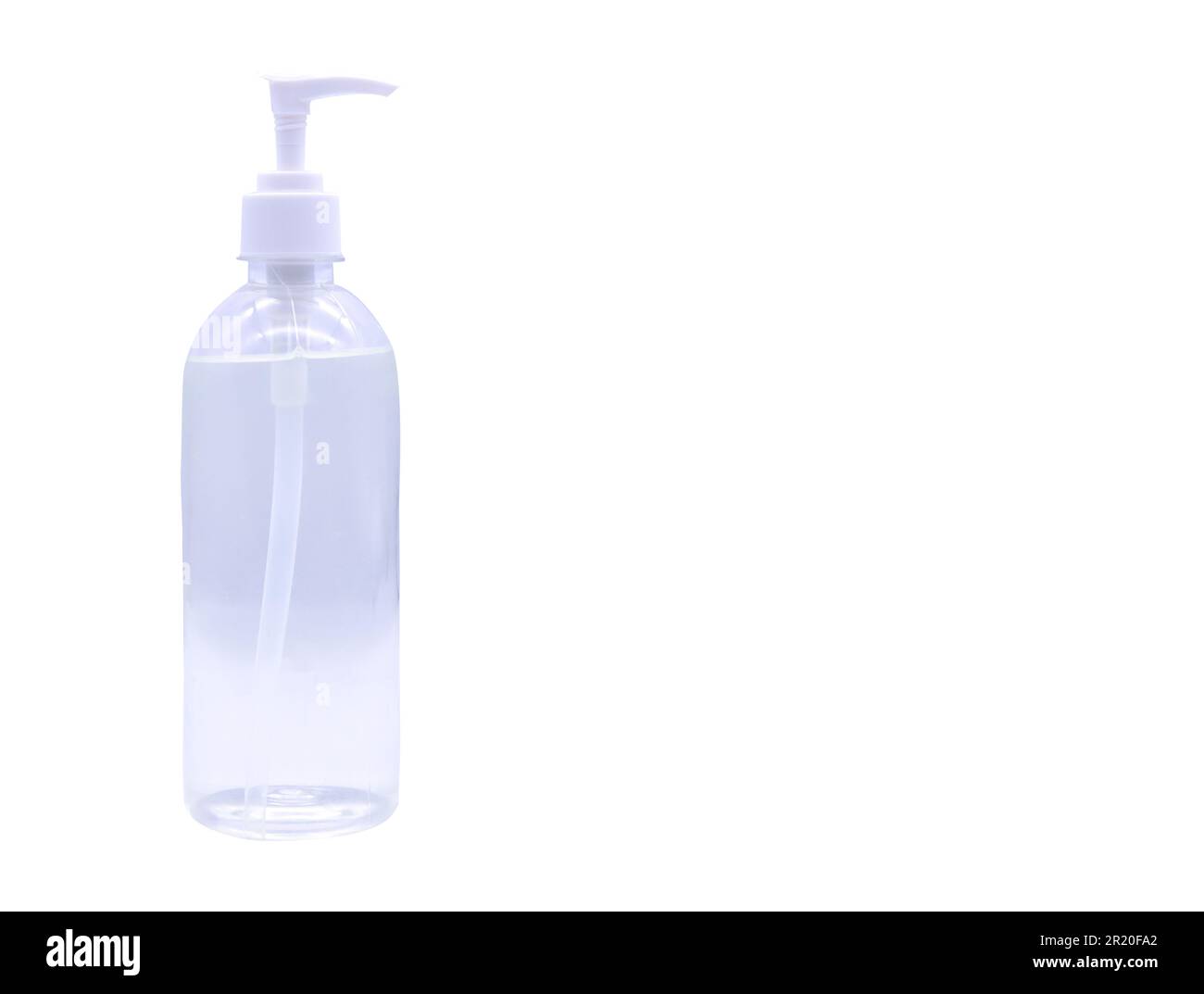 Coronavirus Händedesinfektionsmittel Gel für saubere Hände zur Vorbeugung covid 2019 Alkoholgel Kunststoffflasche zum Händewaschen mit Clipping-Pfad auf weiß Stockfoto