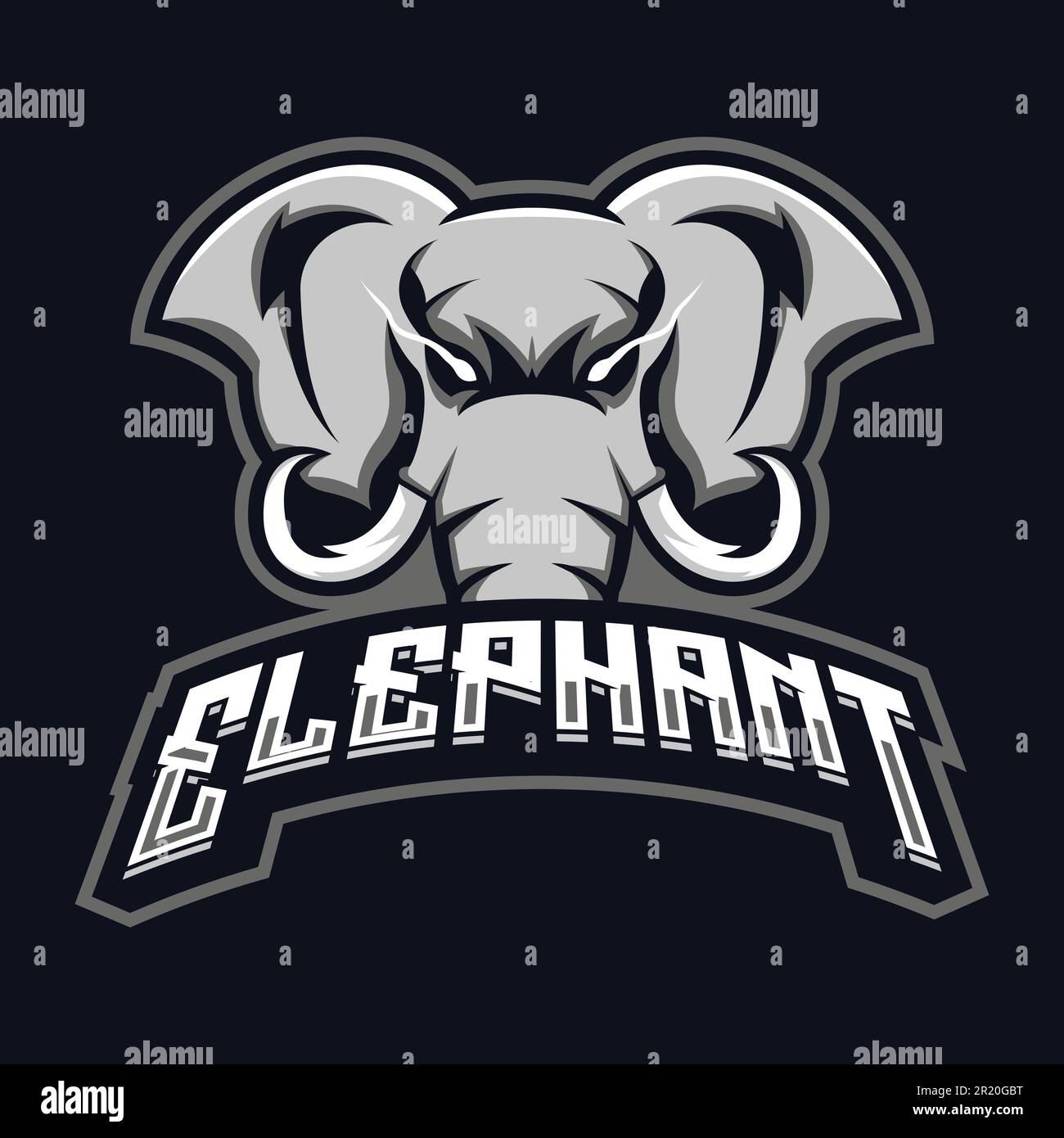 Elefantenmaskottchen-Logo. Logo-Illustration für Maskottchen oder Symbol und Identität, Emblem Sport- oder E-Sport-Gaming-Team. Stock Vektor
