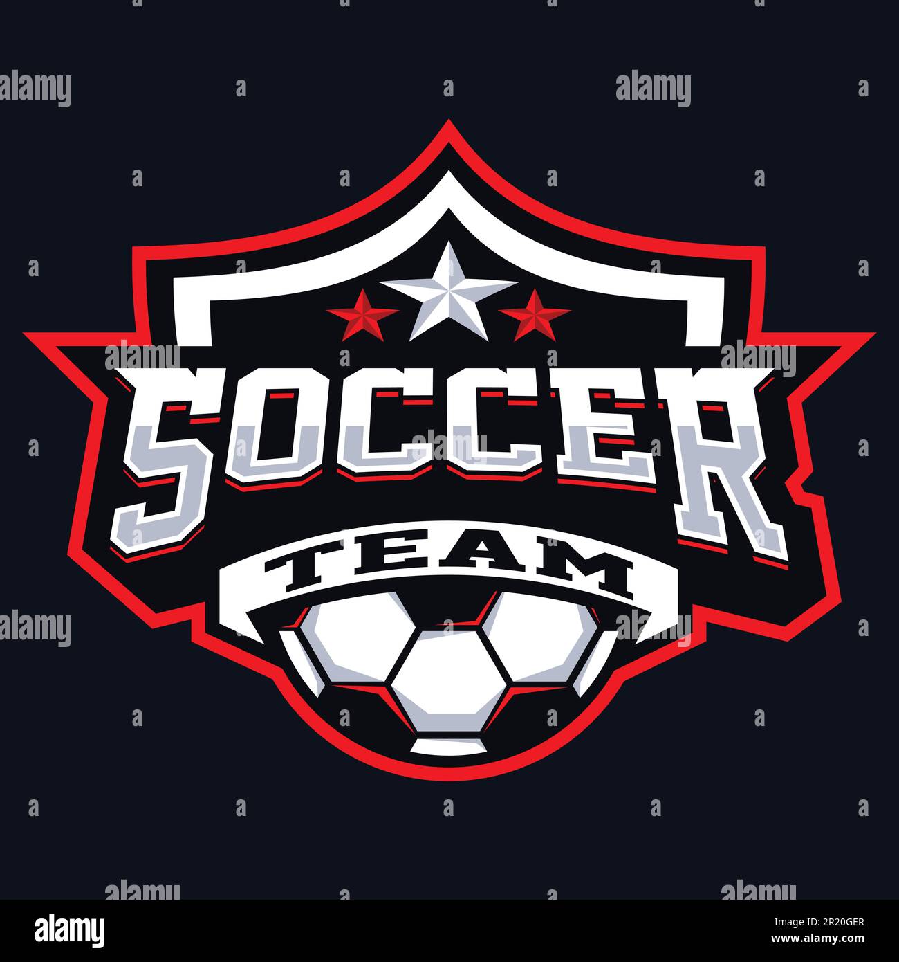 Fußball-Maskottchen-Logo-Design. Logo-Illustration für Maskottchen oder Symbol und Identität, Emblem Sport- oder E-Sport-Gaming-Team. Stock Vektor