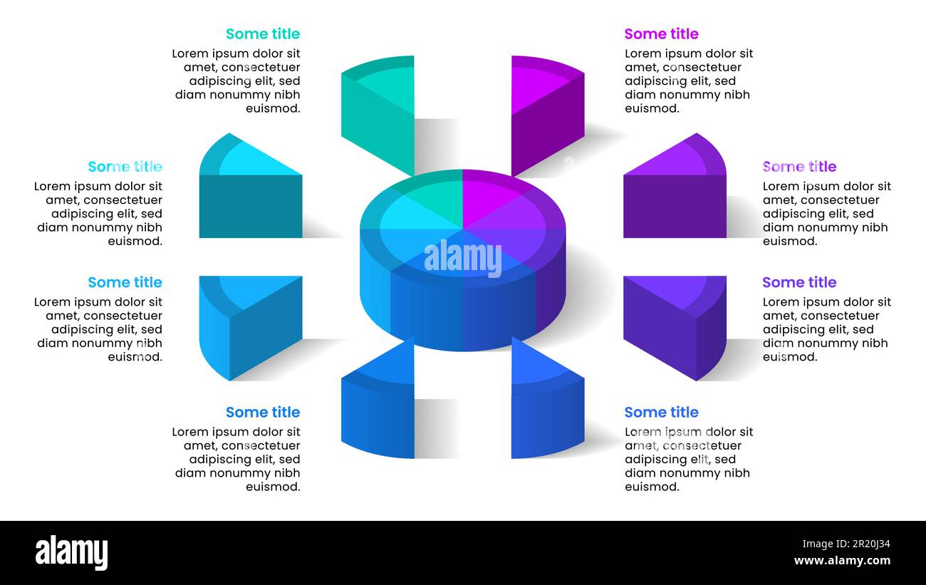 Infografik-Vorlage mit 8 Optionen oder Schritten. Isometrischer Kreis. Kann für Workflow-Layout, Diagramm, Banner, webdesign verwendet werden. Vektordarstellung Stock Vektor