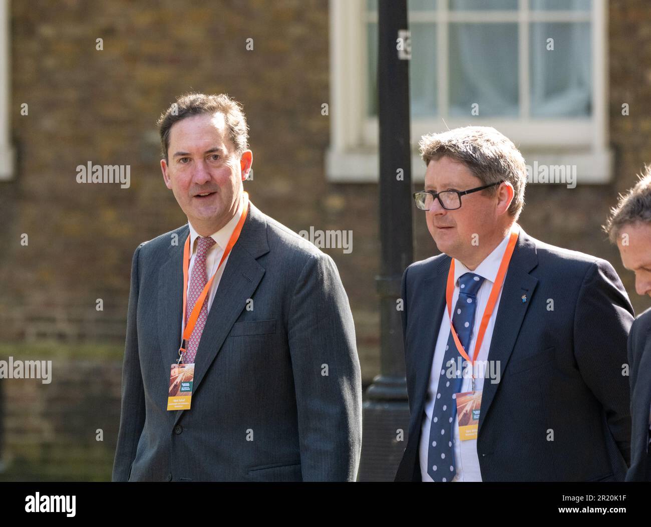 London, Großbritannien. 16. Mai 2023. Food Security Conference Farm to Fork Summit, 10 Downing Street, London, UK, verließ Mark Tufnell, Präsident der Country Land and Business Association (CLA), Kredit: Ian Davidson/Alamy Live News Stockfoto