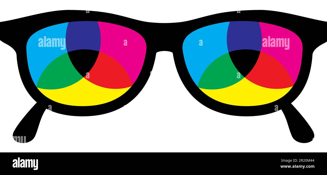 Farbrad Palette Spektrum, komplementär, primär, tertiär sekundär, triadisch, Analog kolorimetrisch. Rot, Grün, Blau, Cyan, Magenta, Gelb, bla Stockfoto