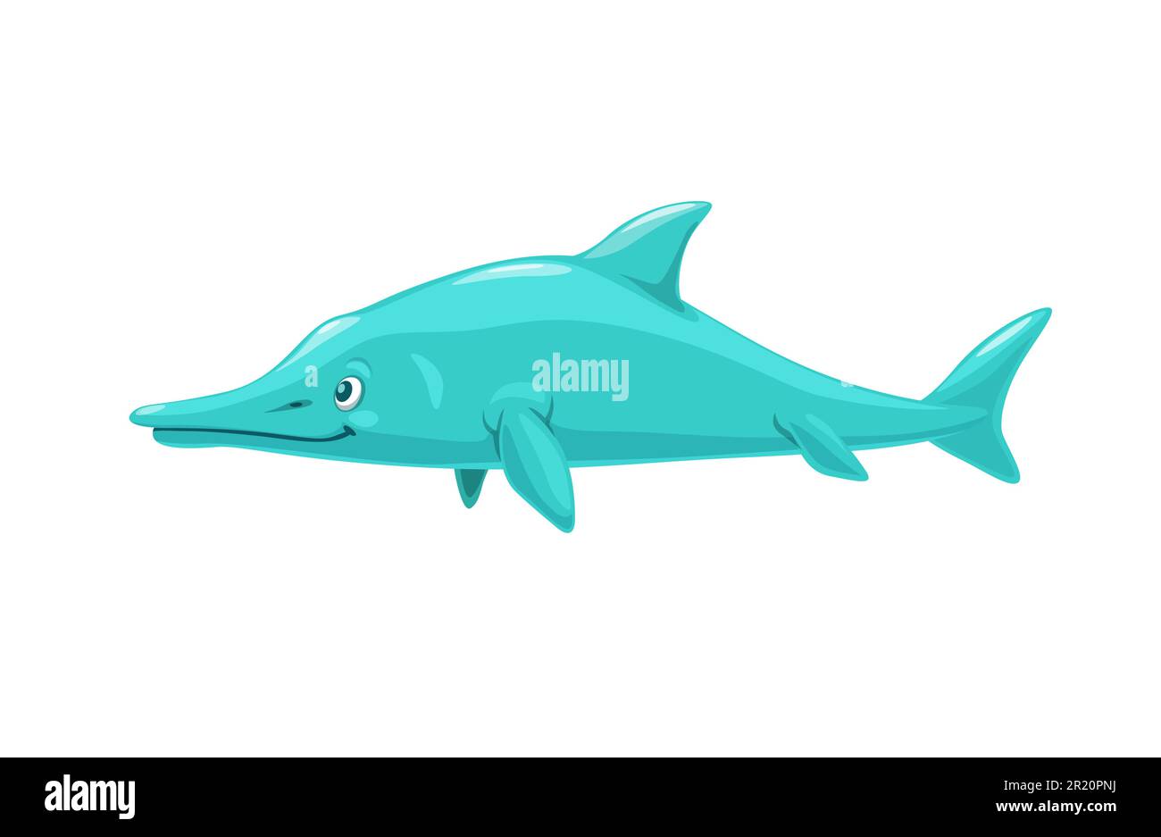 Karikatur Ichthyosaurus dinosaurier Charakter. Isolierte Vektorgrosserloschene Meeres-Reptilien aus der frühen Triassic- bis Spätzeit der Kreidezeit. Stenopterygius quadriscissus schwimmende Meerestiere Stock Vektor