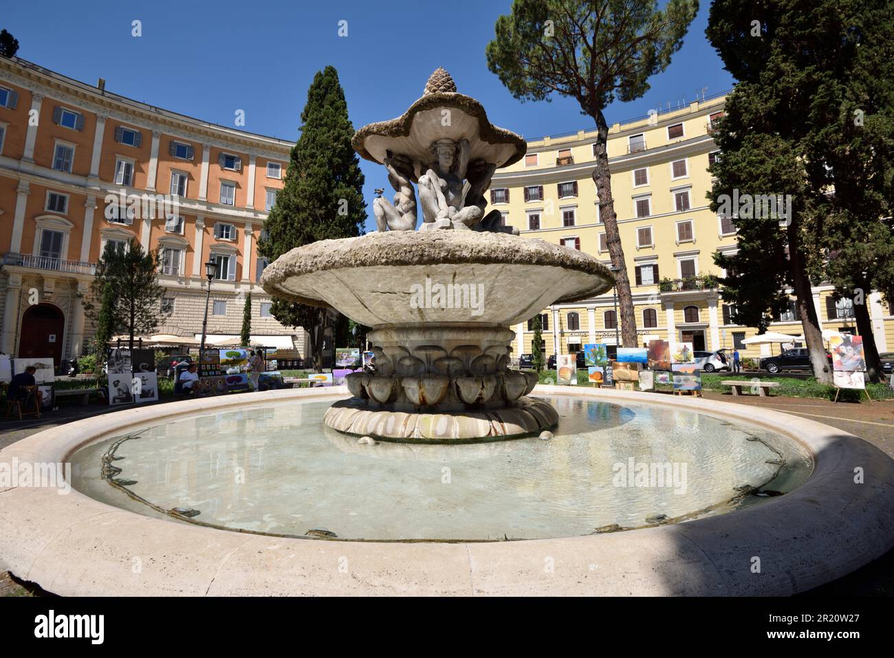 Brunnen der Kariyatiden, piazza dei quiriti, prati, rom, italien Stockfoto