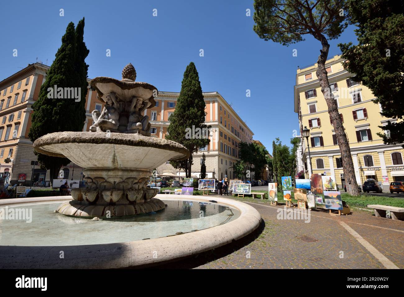 Brunnen der Karyatiden, Piazza dei Quiriti, Prati, Rom, Italien Stockfoto