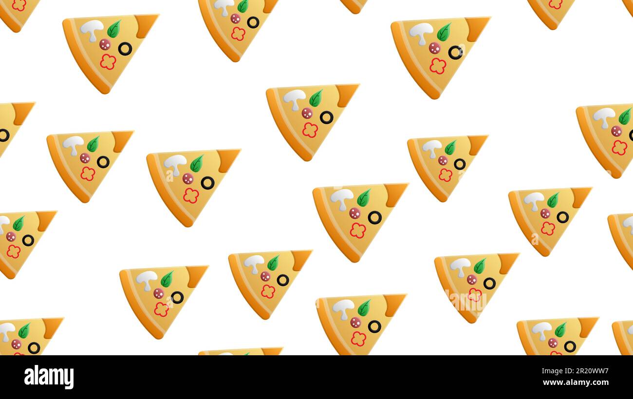 Nahtloses Muster von Pizza-Scheiben mit Wurstkritzel. Italienisch. Stock Vektor