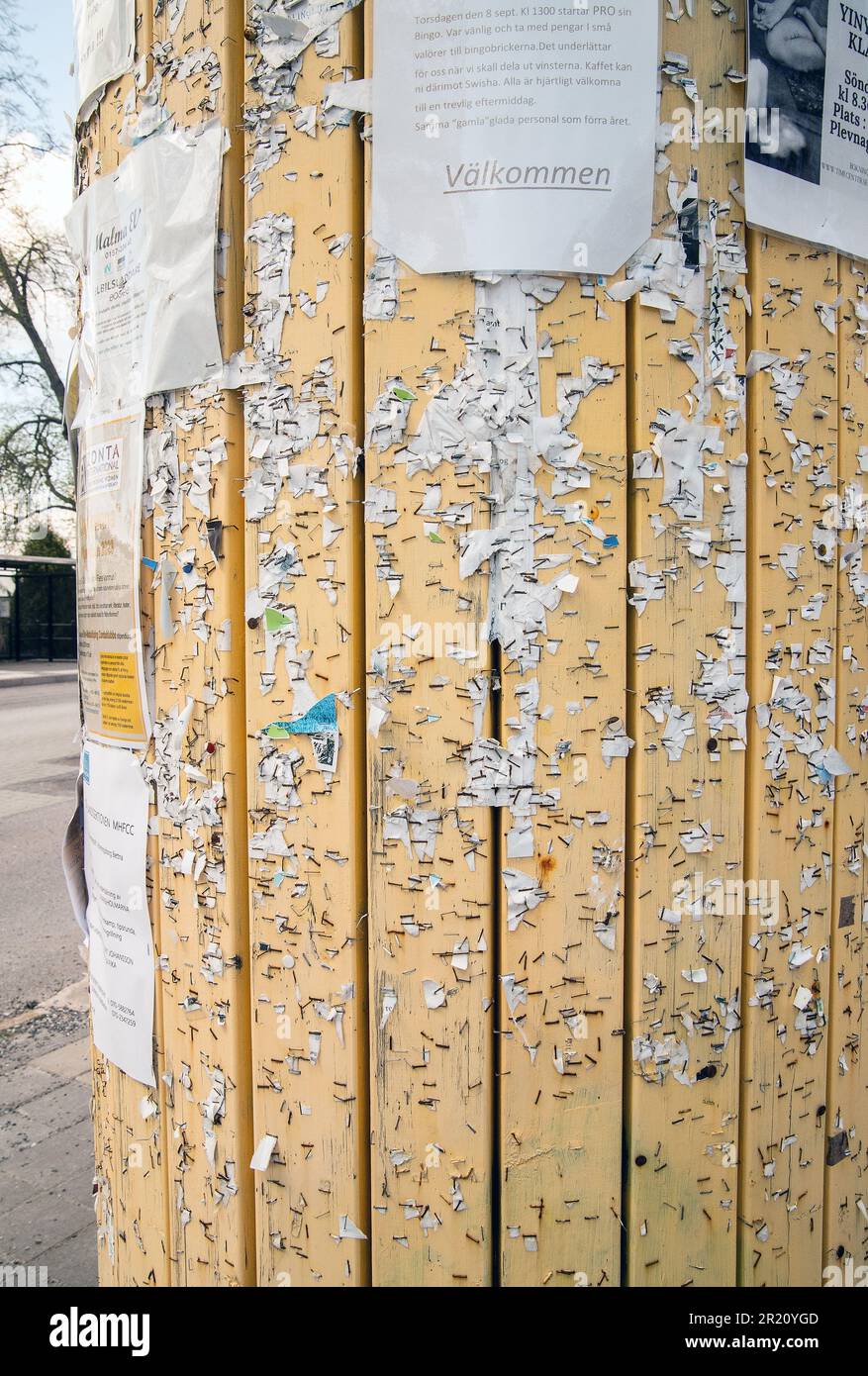 Emty Advertising Pillars in malmköping, Schweden, Foto: Bo Arrhed Stockfoto