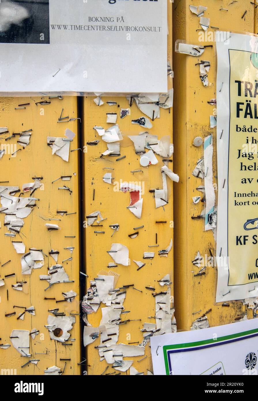 Emty Advertising Pillars in malmköping, Schweden, Foto: Bo Arrhed Stockfoto