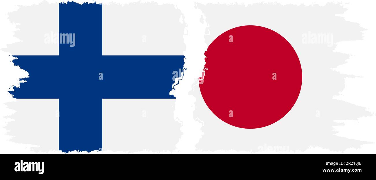 Japan und Finnland Grunge Flaggen Verbindung, Vektor Stock Vektor