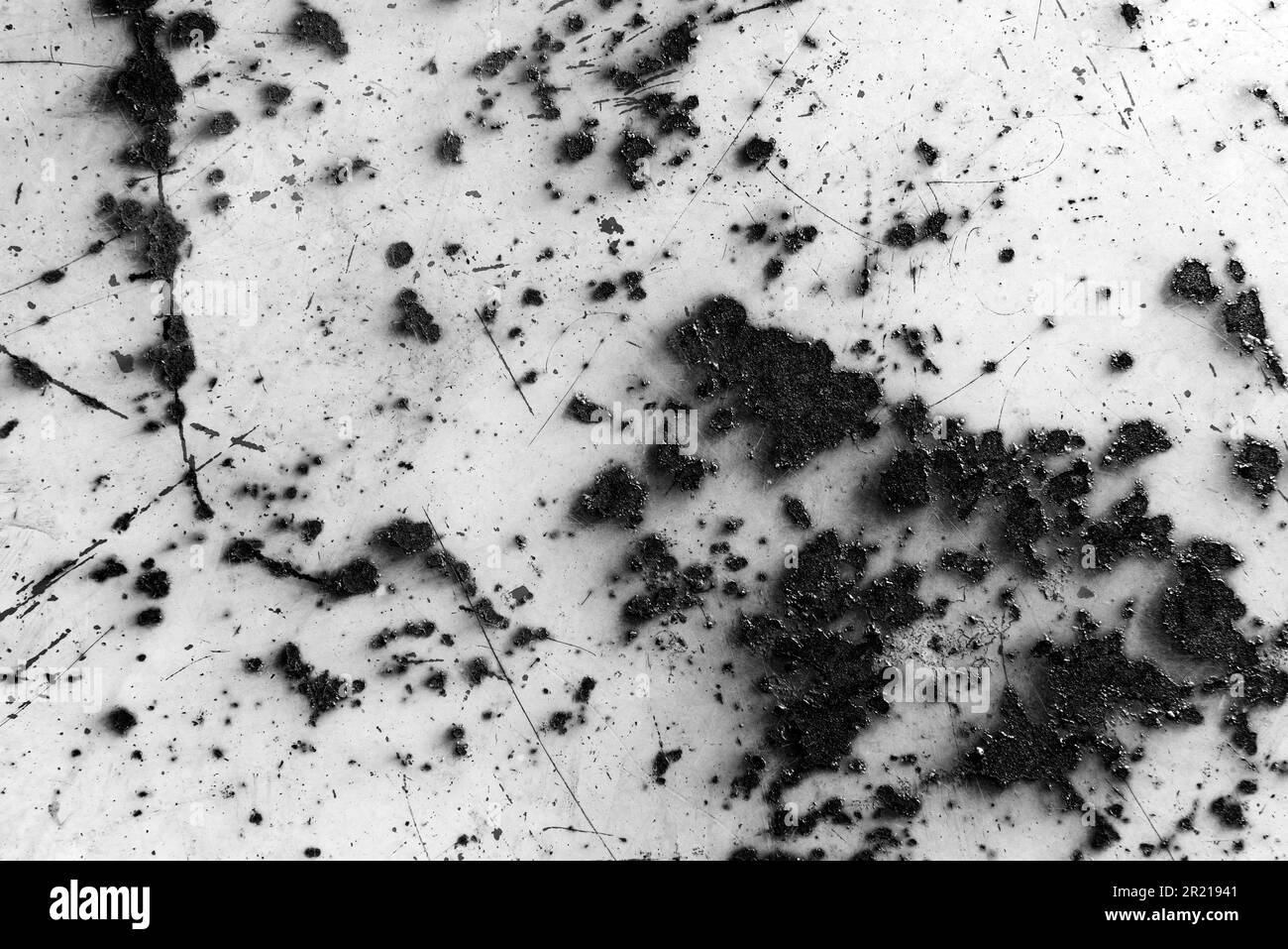 Konsistenz von rostigem Metall. Metallhintergrund mit Korrosion und Kratzern. Verlauf auf Metallstruktur Stockfoto