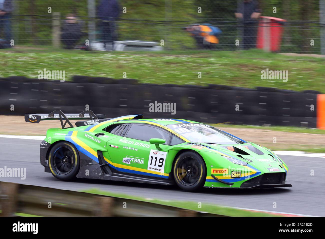 Baptiste Moulin - VSR - Fahren des Lamborghini Huracan GT3 Evo 2 Nummer 119 beim GT World Challenge Europe Sprint Cup 2023 bei Brands Hatch im Mai 2023 Stockfoto