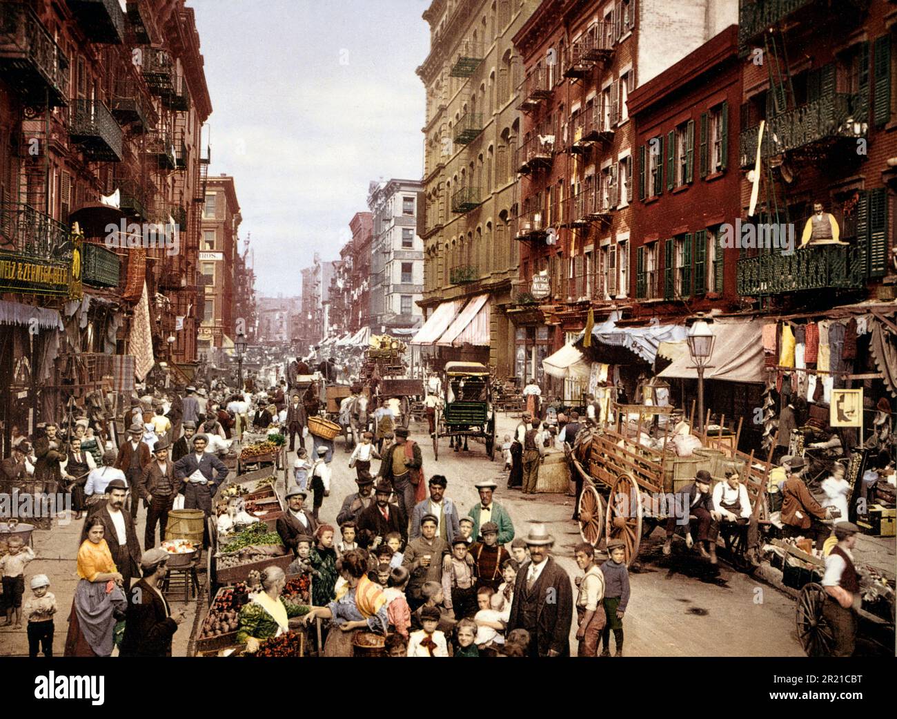 USA New York - Italian Market Mulberry Street 1900 Stockfoto