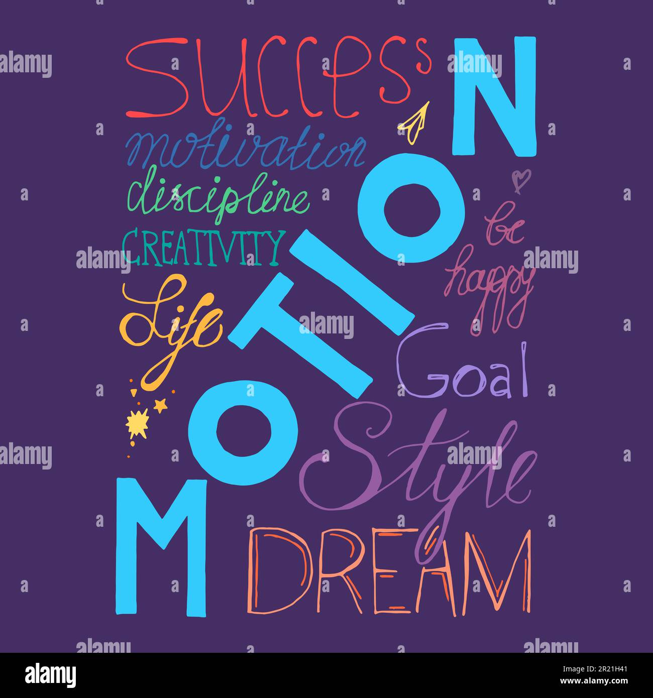 Handgeschriebenes Motivationsposter mit Bewegungskonzept. Farbenfrohe kreative Schriftzeichen für Inspiration und Motivation modernes Posterdesign und Typografie. Stock Vektor