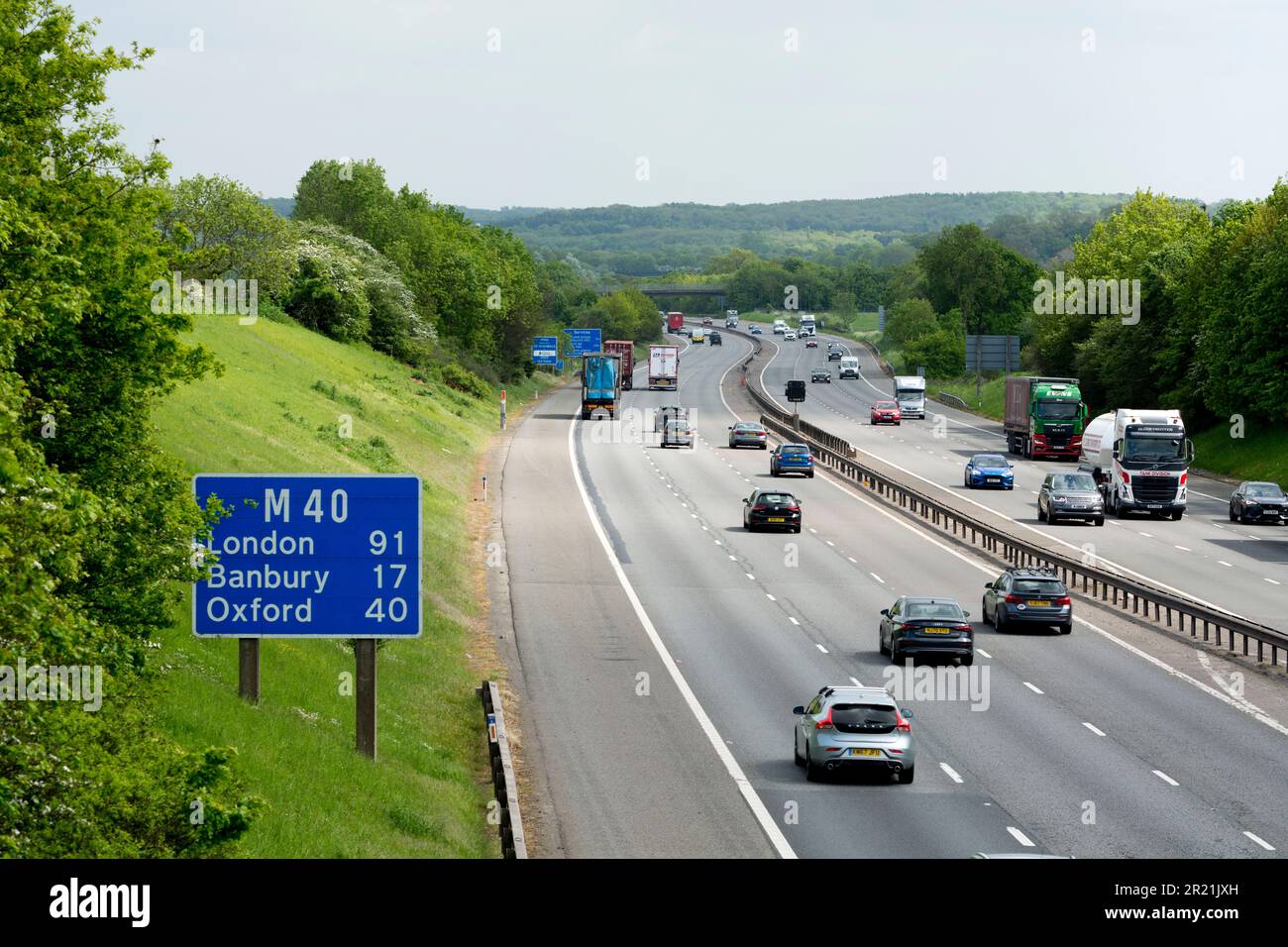 M40 Autobahn, Warwickshire, England, UK Stockfoto