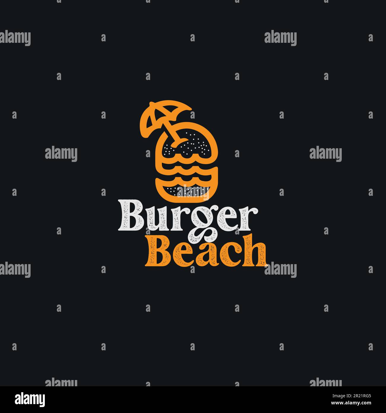 Burger Beach Logo-Design in Vektorvorlage Stock Vektor