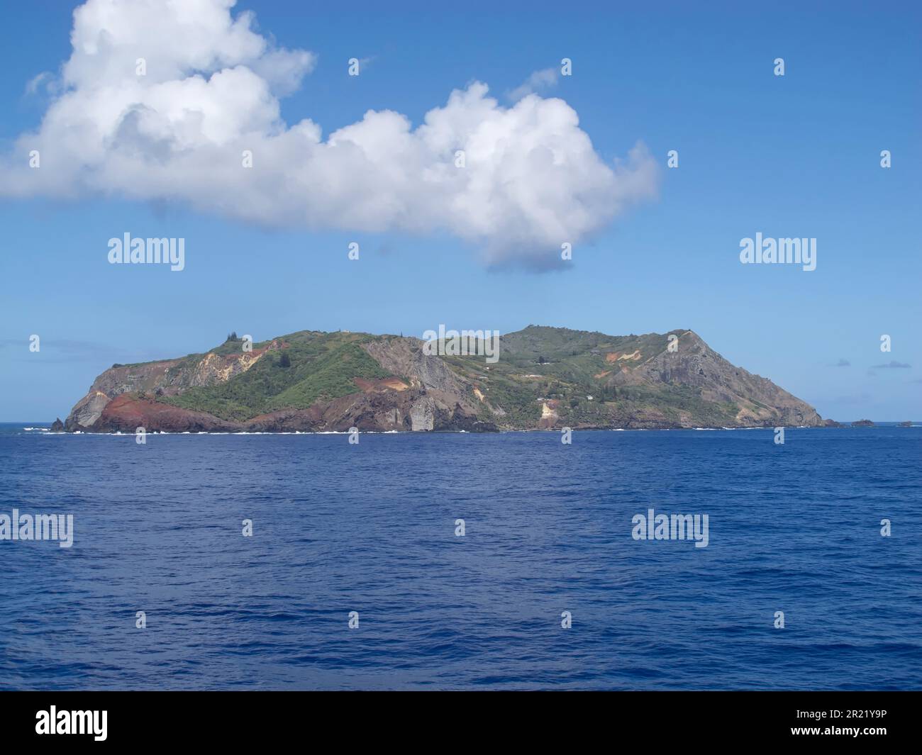 Pitcairn Island nähert sich Bounty Bay und Adamstown Stockfoto
