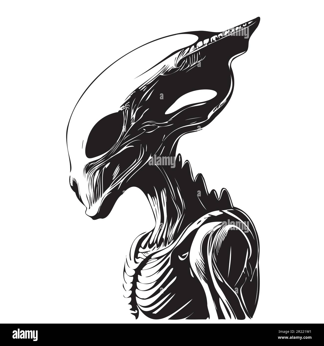 Alien-Weltraumskizze, handgezeichnet in Doodle-Style-Illustration Stock Vektor