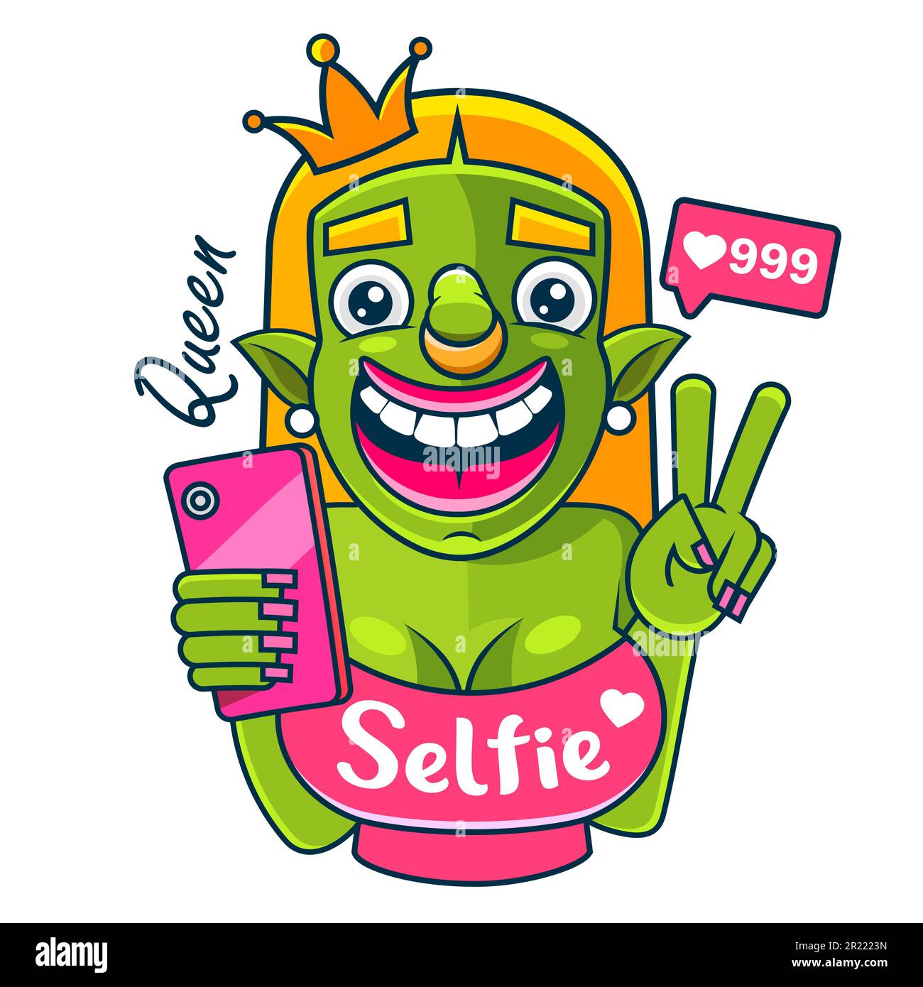 Selfie-Slogan mit Mädchen in Sonnenbrille, die Selfie-Illustrationen machen Stock Vektor