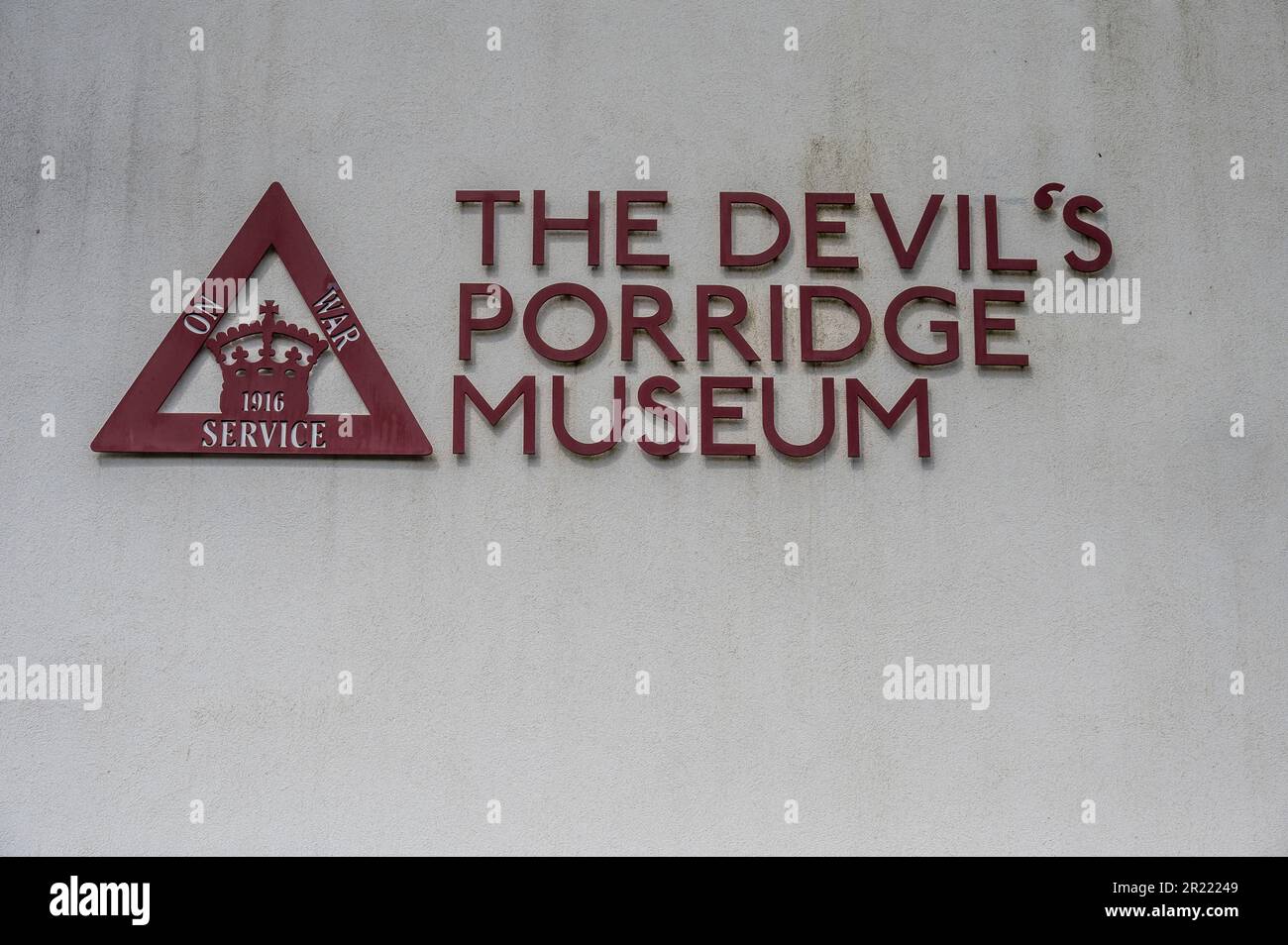 Dieses Bild im Devil's Porridge Museum zeigt die Kordite-Munitionsfabrik des Verteidigungsministeriums aus dem Ersten Weltkrieg Stockfoto