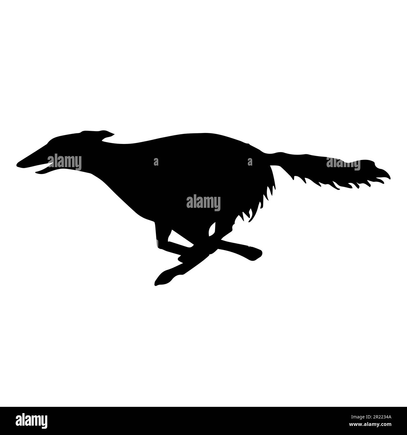 Von Hand gezeichnete russische Borzoi-Hundesilhouette isoliert auf weißem Hintergrund Stock Vektor