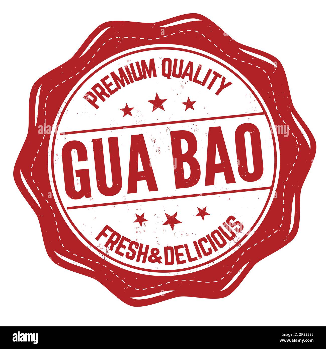 Gua bao Grunge-Gummistempel auf weißem Hintergrund, Vektordarstellung Stock Vektor