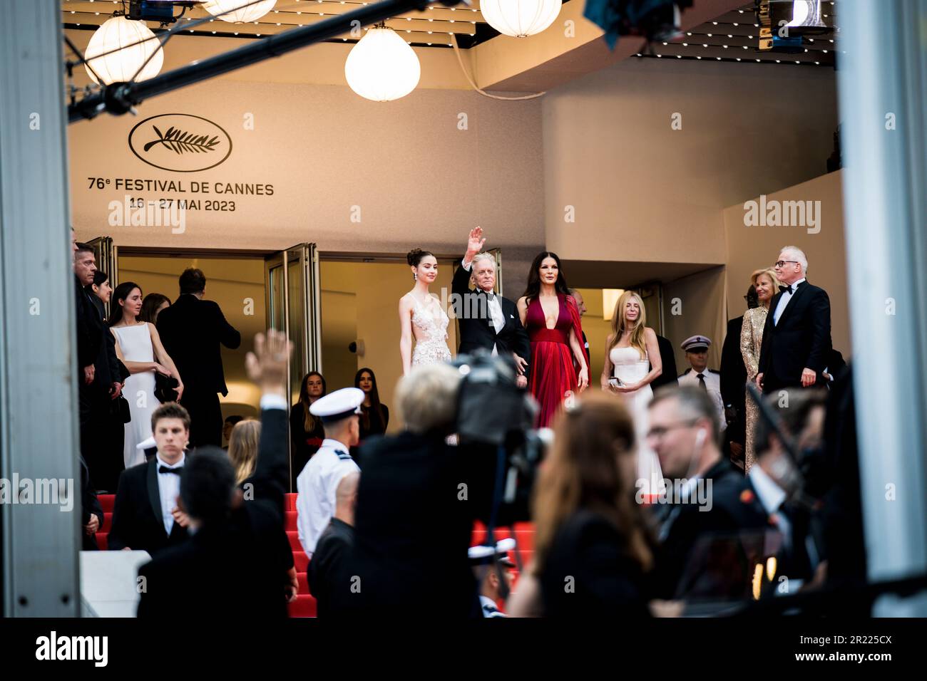 Cannes, Frankreich, 16. Mai 2023, Catherine Zeta-Jones, Michael Douglas und Carys Zeta Douglas besuchen den roten Teppich beim Cannes Film Festival Stockfoto