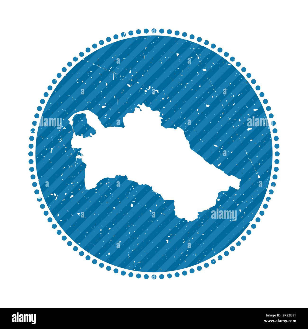 Turkmenistan gestreifter Retro-Reiseaufkleber. Abzeichen mit Landkarte, Vektorillustration. Stock Vektor