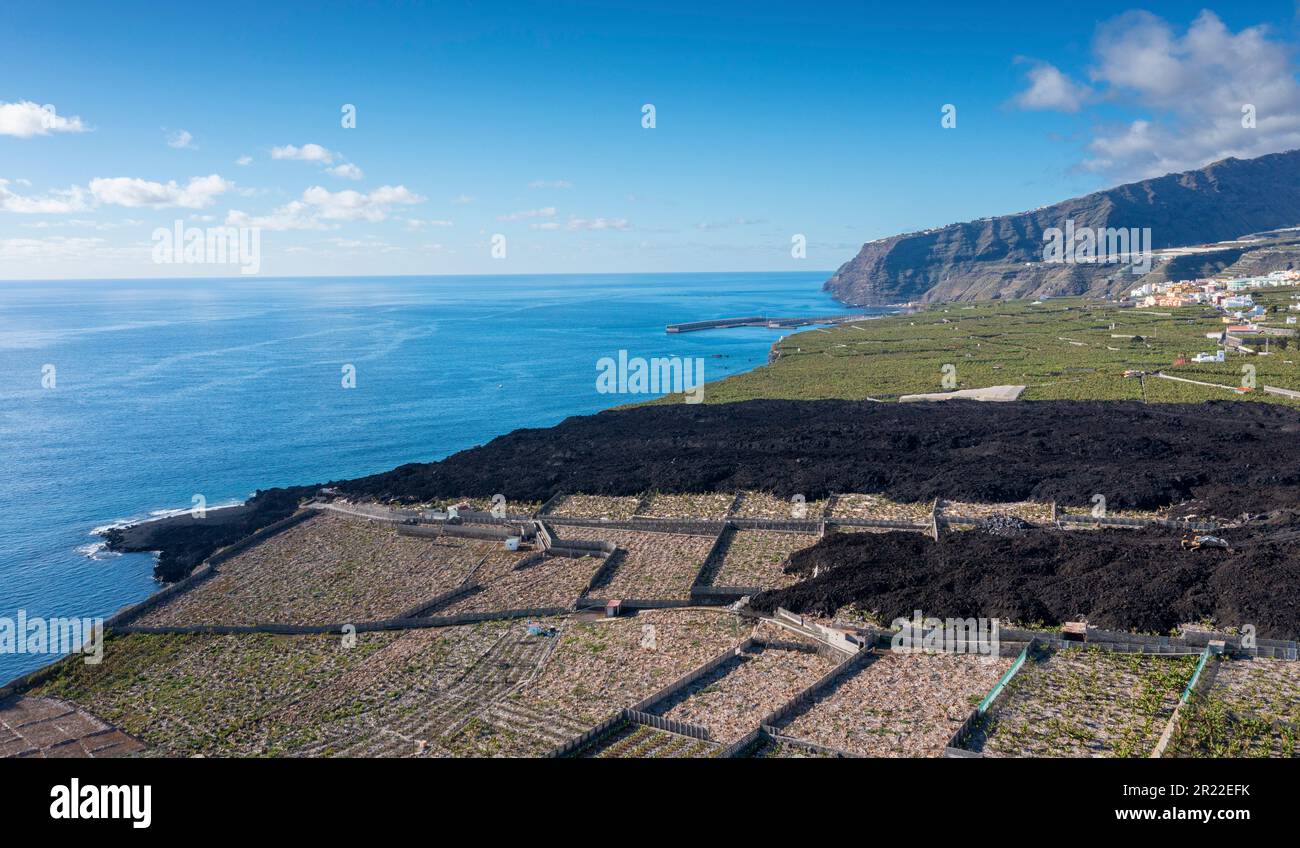 Lavastrom während des Ausbruchs von Cumbre Vieja 2021, Kanarische Inseln, La Palma, Todoque Stockfoto