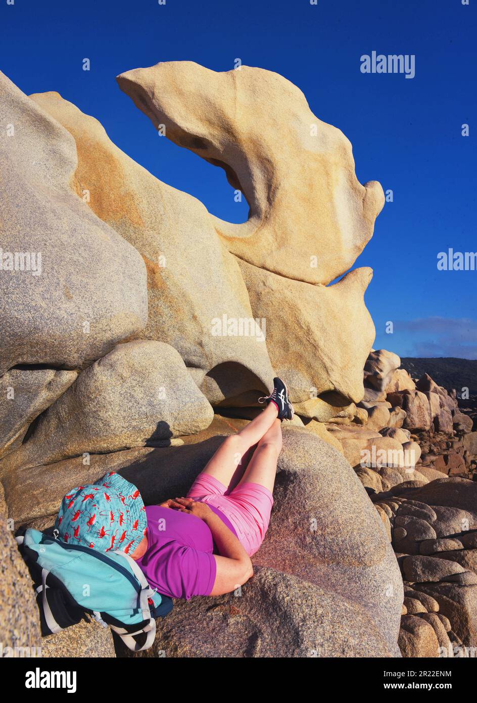 siesta auf dem Fußweg entlang des Meeres, Frankreich, Korsika, Campomoro Stockfoto