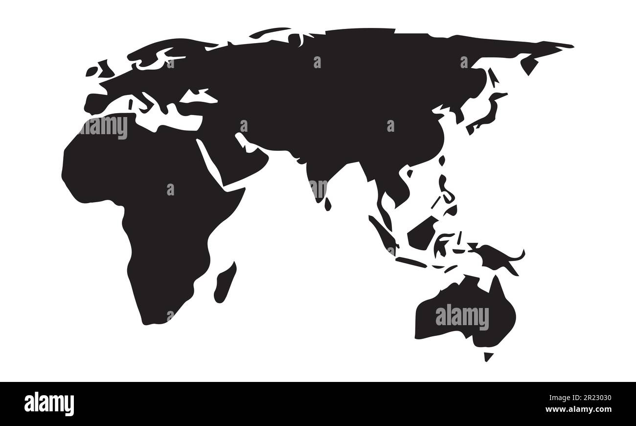 Eine Karte des Silhouettendesigns der Welt. Stock Vektor