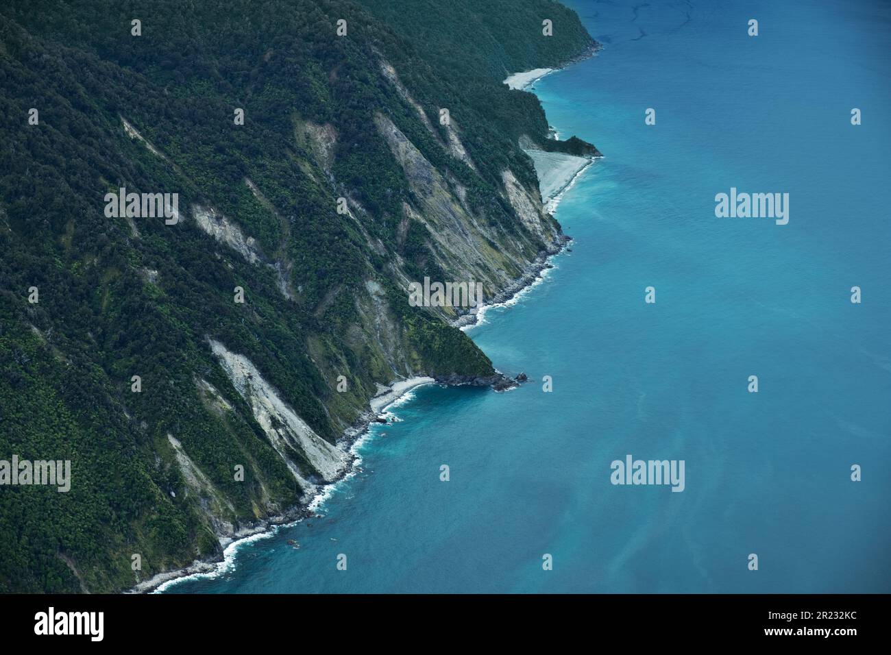 Luftaufnahme des Fluges von Queenstown nach Milford Sound, Neuseeland Stockfoto