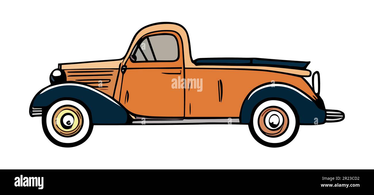 Vektorgrafik mit Seitenansicht im Retro-Fahrzeug Stock Vektor