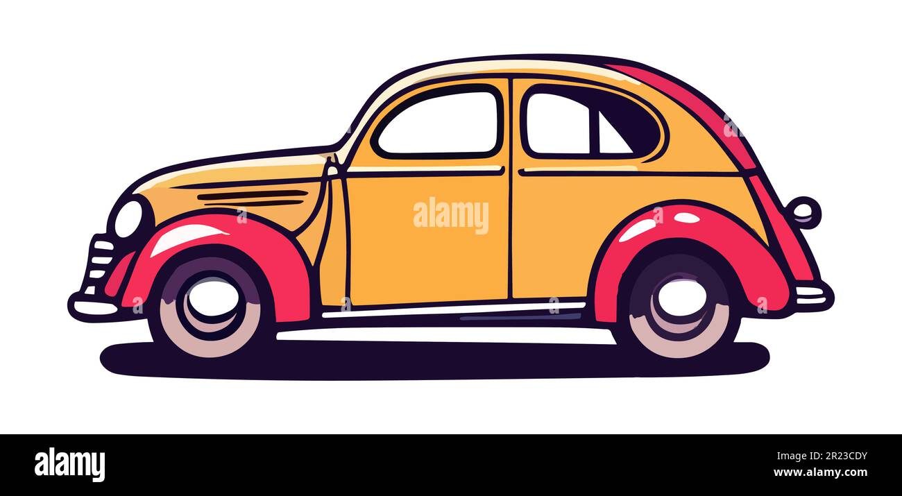 Vektorgrafik mit Seitenansicht im Retro-Fahrzeug. Stock Vektor