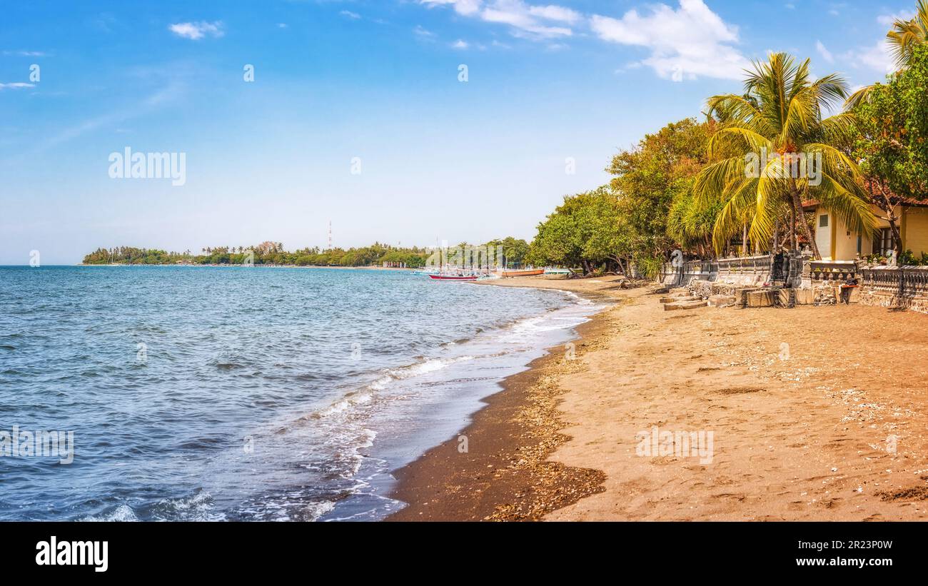 Strand in Lovina, Bali, Indonesien Stockfoto