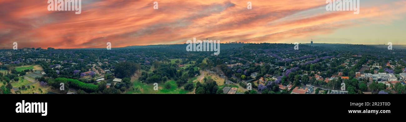 Panoramablick auf die nördlichen Vororte von Johannesburg Stockfoto