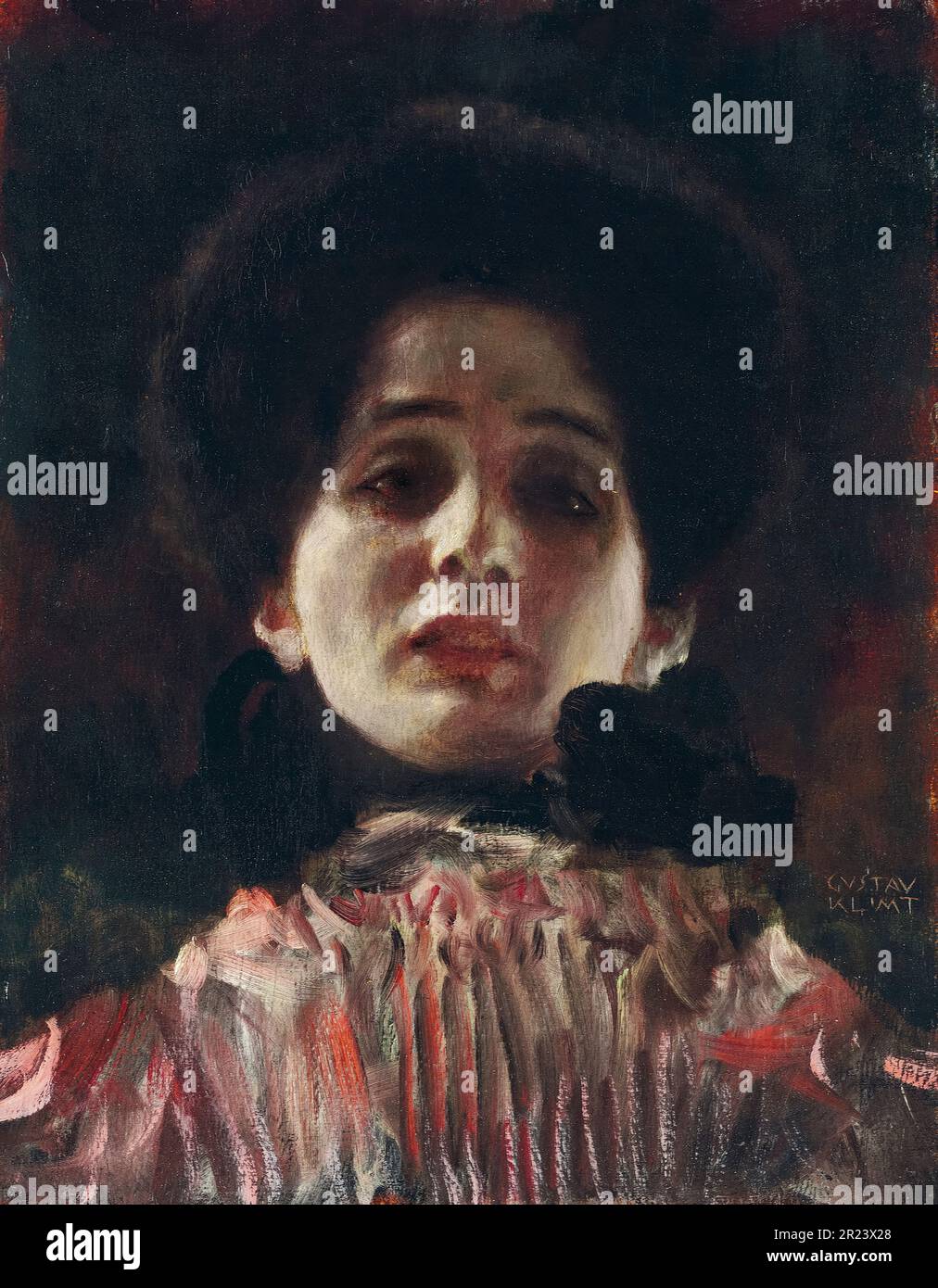 Gustav Klimt, Lady en Face mit Plisseedetail, Porträtgemälde um 1898 Stockfoto