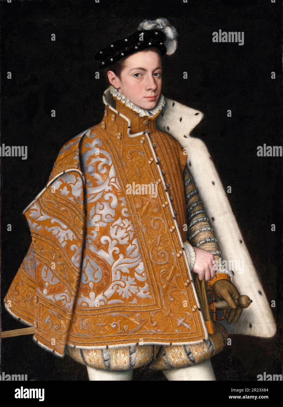 Prinz Alessandro Farnese (1545-1592), später Herzog von Parma und Piacenza (1586-1592), als Teenager, Porträtgemälde von Sofonisba Anguissola, ca. 1560 Stockfoto