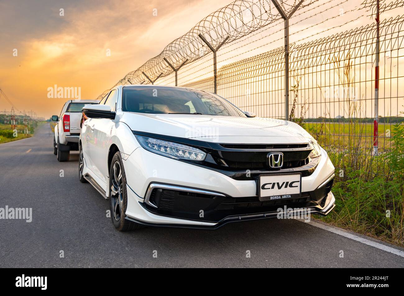 Honda Civic 2019 e Sedans parken in der Provinz Krabi, Thailand, 2. Januar 2023 Stockfoto