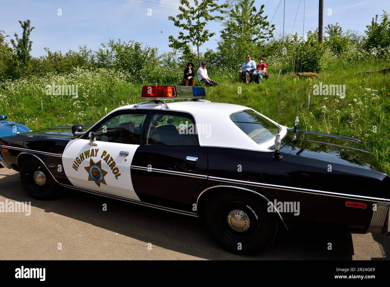 American Highway Patrol Car beim Classic Car Meeting in der Hook Norton Brewery am 14. Mai 2023. Stockfoto
