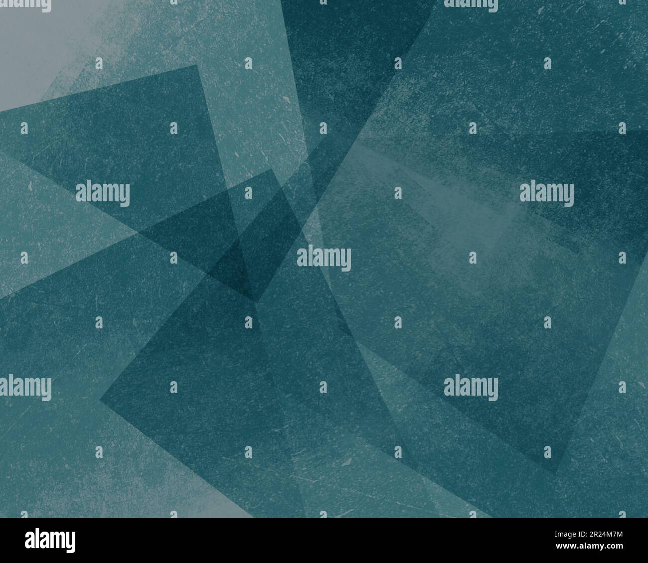 Ein abstraktes geometrisches Design mit überlappenden Formen in leuchtendem Rosa Magenta, gedämpftem Türkis, Koralle und Grau, mit einer Grunge-Struktur Stockfoto