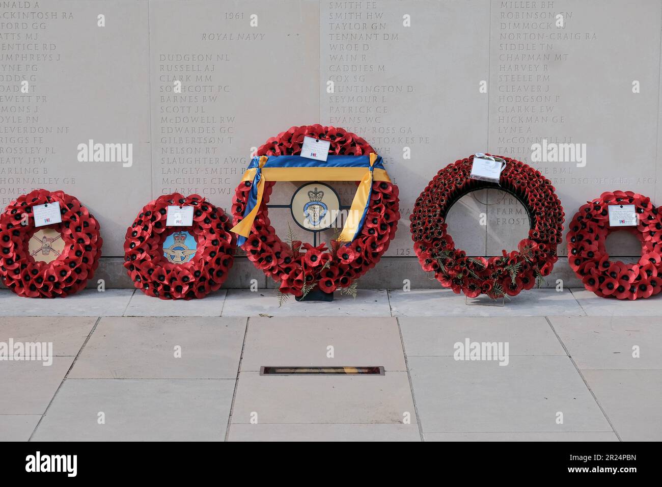 National Memorial Arboretum, Großbritannien. 16. Mai 2023 HRH die Prinzessin Royal feiert den 60. Jahrestag der Royal British Legions, an dem der letzte Soldat aus dem National Service entlassen wurde, und trifft Soldaten und Frauen, die in den verschiedenen Konflikten dienten. Credit Mark Lear/Alamy Live News Stockfoto