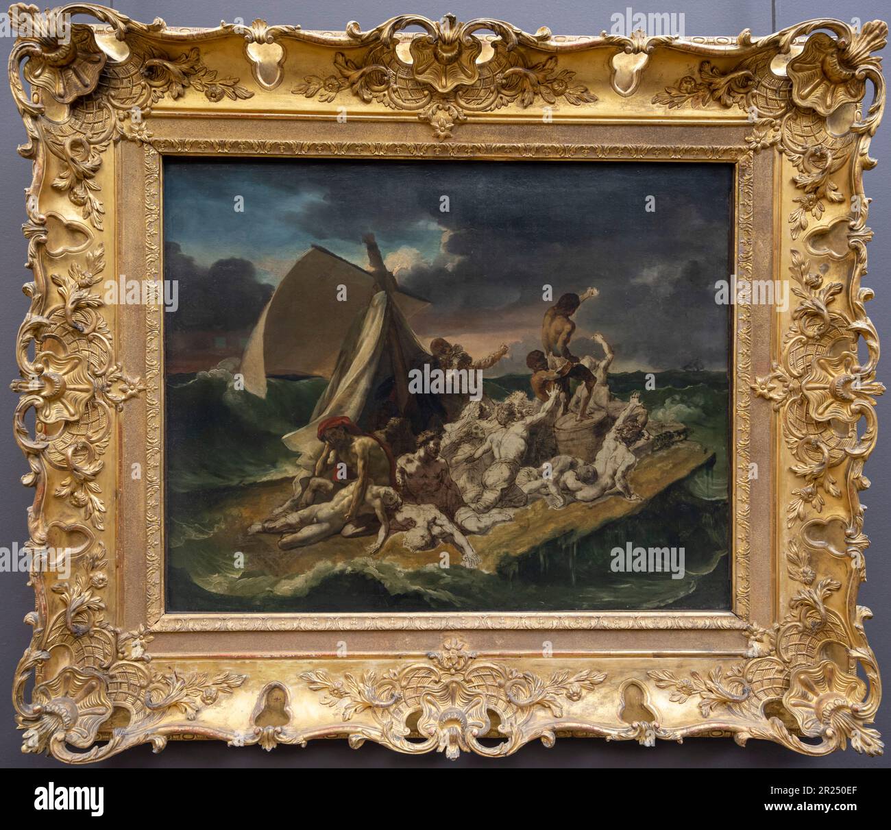 Paris, Frankreich - 05 13 2023: Louvre Museum. Zweite Skizze für das Gemälde "The Raft of the Medusa", gemalt von Theodore Gericault Stockfoto