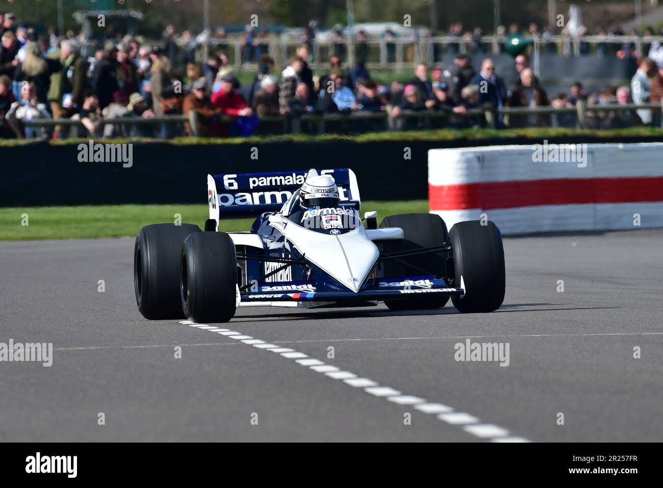 Riccardo Patrese, Brabham-BMW BT52, Vorführrunden, Goodwood 80. Mitgliedertreffen, Goodwood Motor Circuit, Chichester, West Sussex, England, April Stockfoto